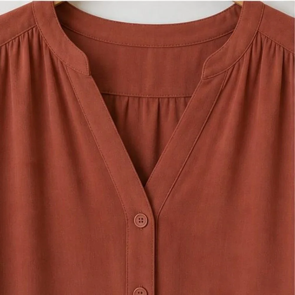 Rust Button Blouse - Picture 4 of 6